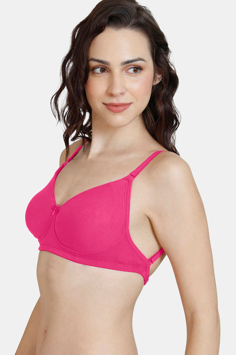 Zivame Beautiful Basics Double Layered Non Wired 3/4th Coverage Backless Bra - Fuchsia Red — image 4